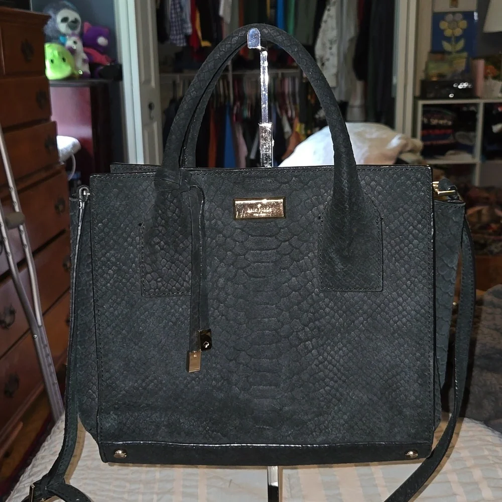 Kate Spade Textured Black Satchel - Picture 1 of 8